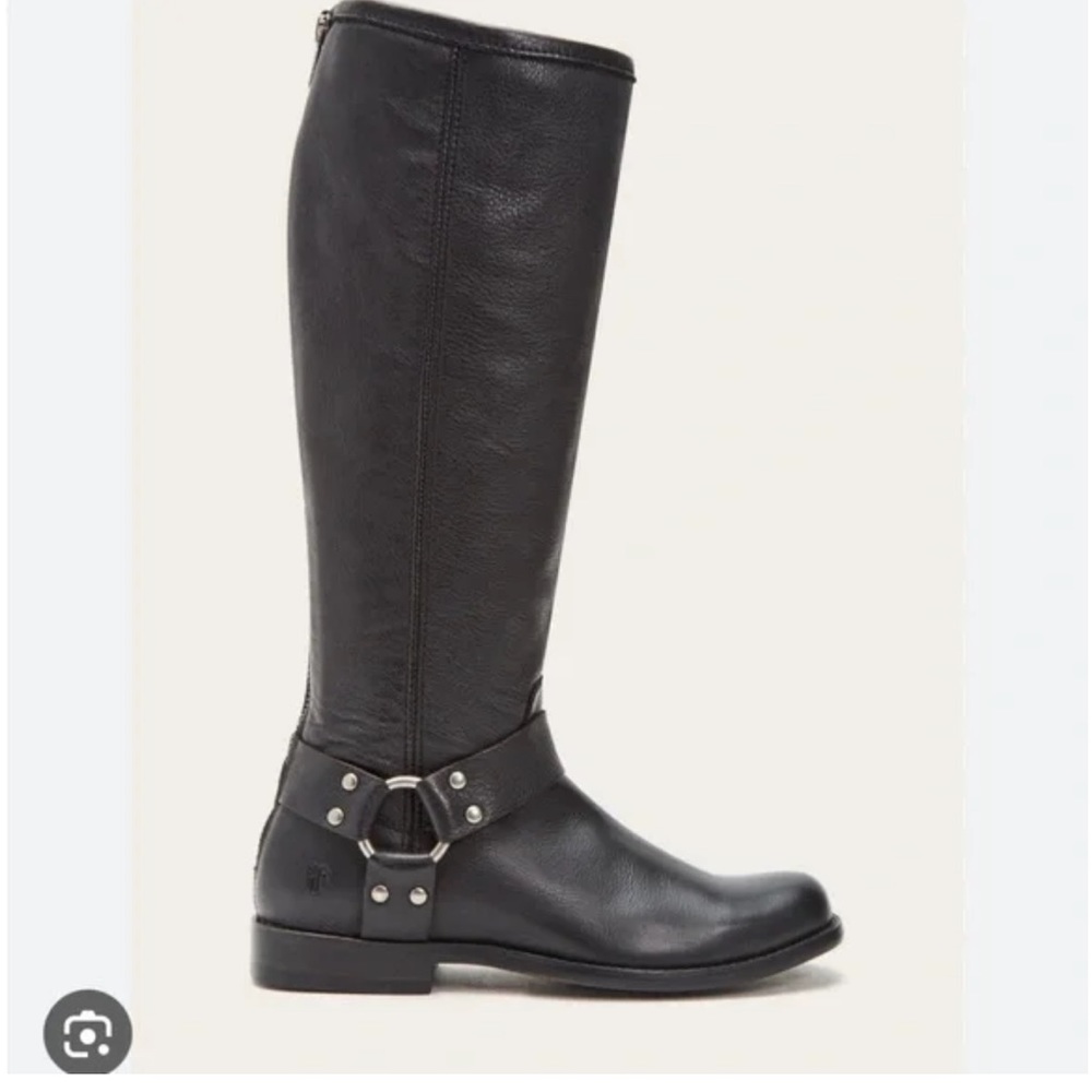 Frye Phillip Harness Tall Boot in Black Leather 8.5